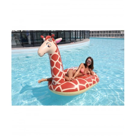 Bouée Gonflable XXL Chevauchable, Piscine & Plage, Flotteur Deluxe - Giraffe 140x140x105cm