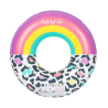 Bouée Gonflable Ronde XXL pour Piscine & Plage Ultra Confort, Flotteur Deluxe - Arc-En-Ciel Et Léopard ø120cm