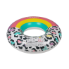 Bouée Gonflable Ronde XXL pour Piscine & Plage Ultra Confort, Flotteur Deluxe - Arc-En-Ciel Et Léopard ø120cm