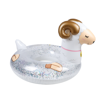 Bouée Gonflable Ronde XXL pour Piscine & Plage Ultra Confort, Flotteur Deluxe - Mouton A Paillettes ø115cm