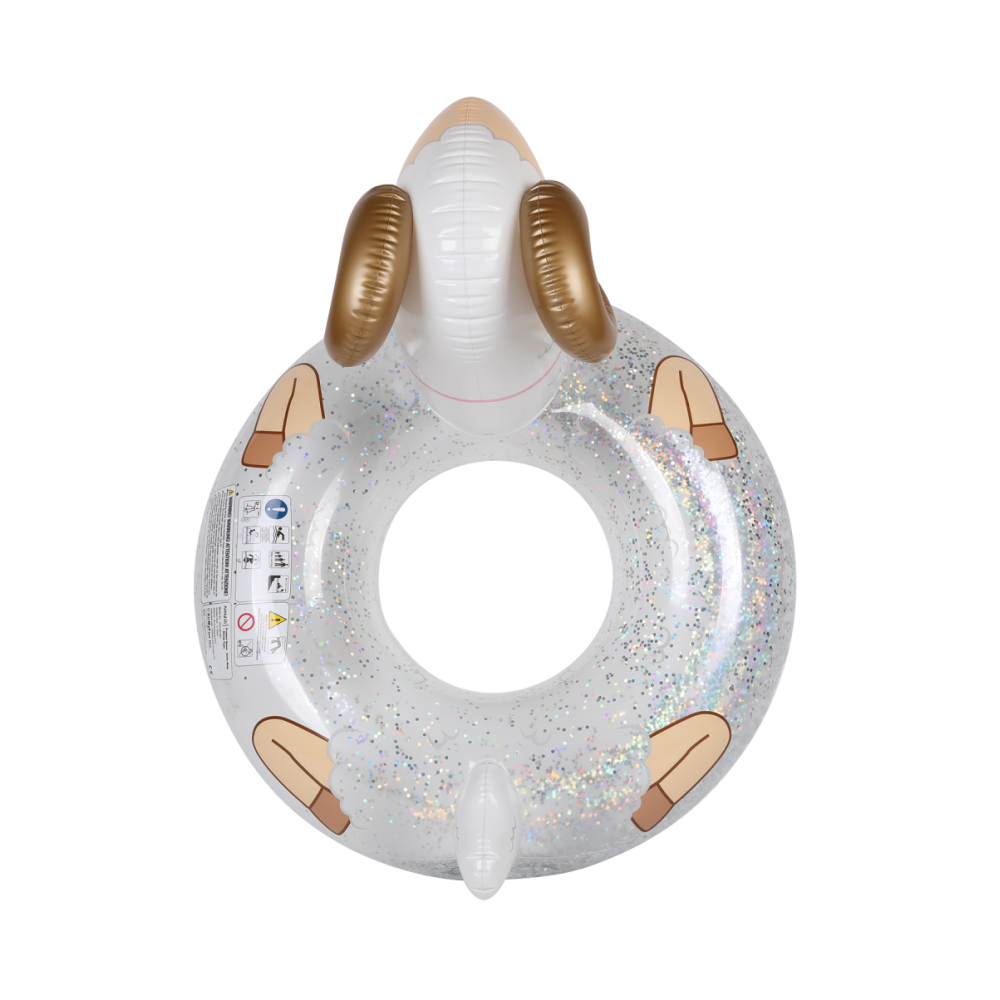 Bouée Gonflable Ronde XXL pour Piscine & Plage Ultra Confort, Flotteur Deluxe - Mouton A Paillettes ø115cm