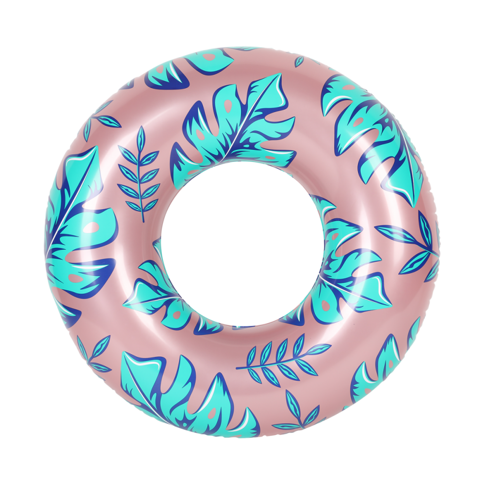 Bouée Gonflable Ronde XXL pour Piscine & Plage Ultra Confort, Flotteur Deluxe - Plantes Tropicales ø130cm