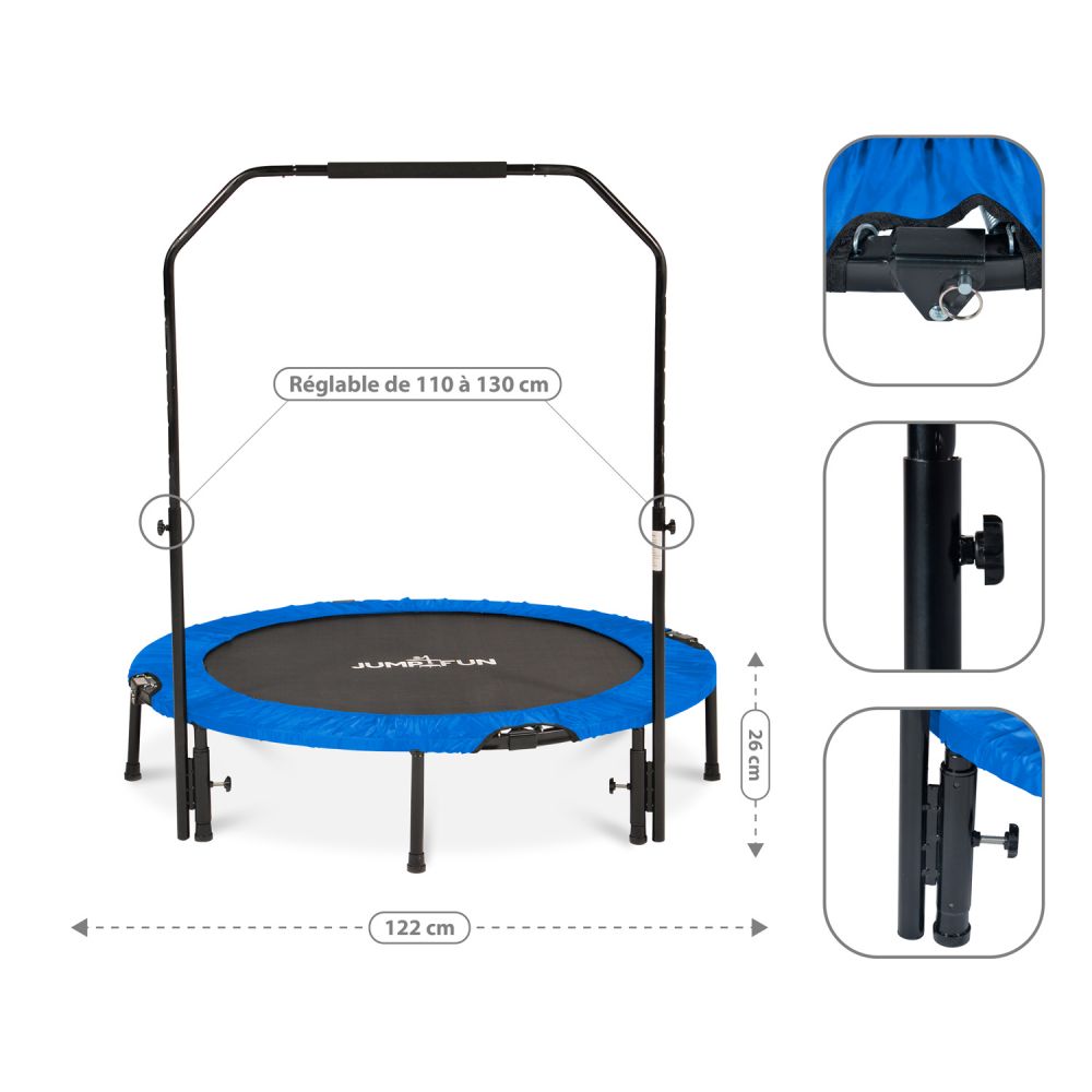 Trampoline 122cm Fitness Pliable Double-Bar