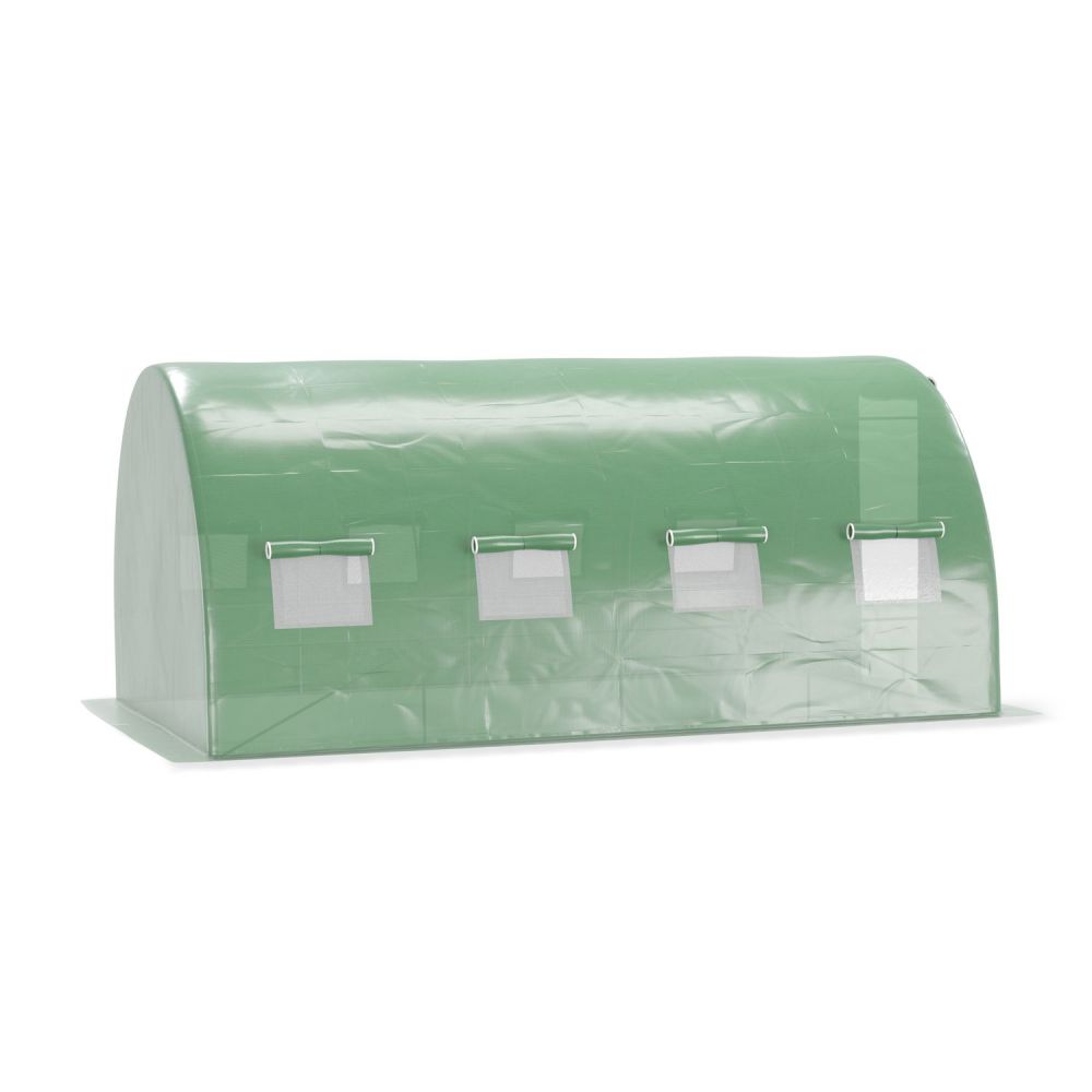 Serre de Jardin Tunnel 12m² - bache armée - avec fenêtres latérales et porte zipée Surface