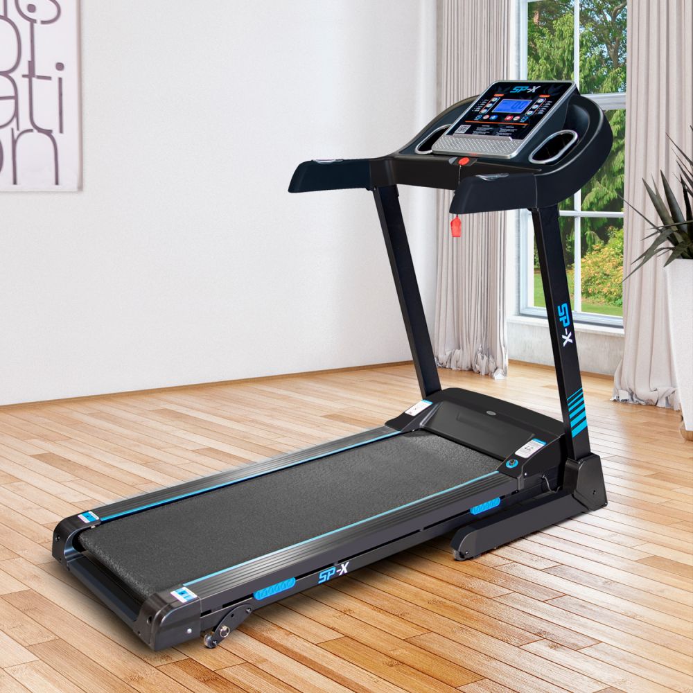 Tapis de course Pliable SPX -14km/h - 2,0 Cv - 12 Programmes, Inclinaison, Capteurs Pouls, Ecran LCD et Haut-Parleurs