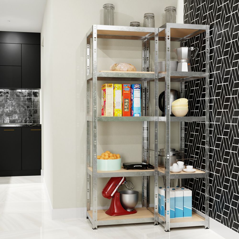 Étagères de rangement polyvalentes en métal - Charges Lourdes (lot de 2) - 180x60x40cm - Gris