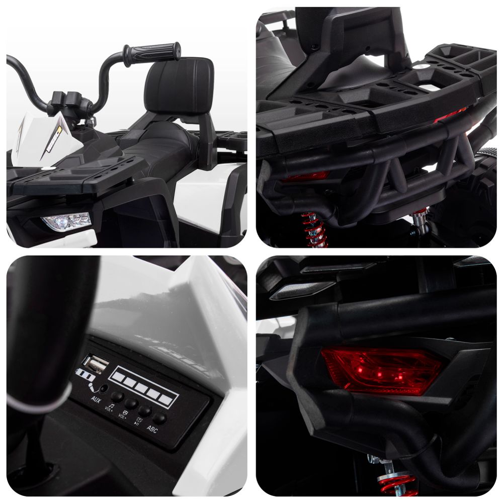 Quad Electrique 2x 40W pour Enfant - avec 4 Suspensions, Marche AV/AR et Système Audio 