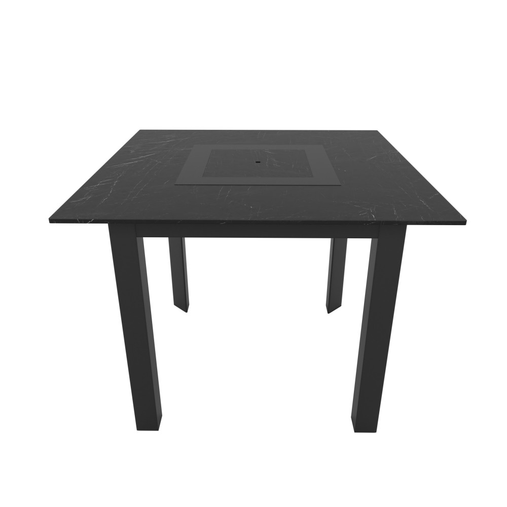 Table de jardin avec housse 4 personnes 90 X 90 X 75cm - Noir effet marbré
