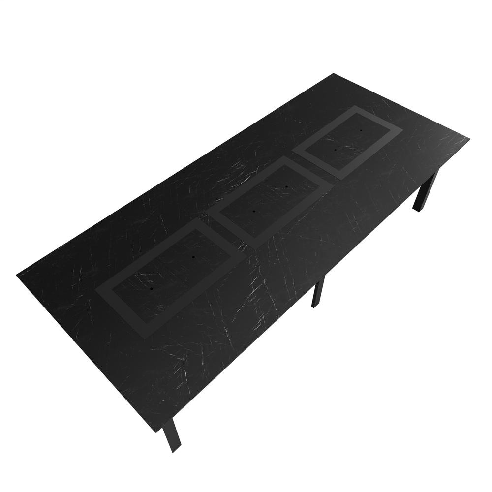 Table de jardin 10-12 personnes 280 X 120 X 75 cm - Noir effet marbré