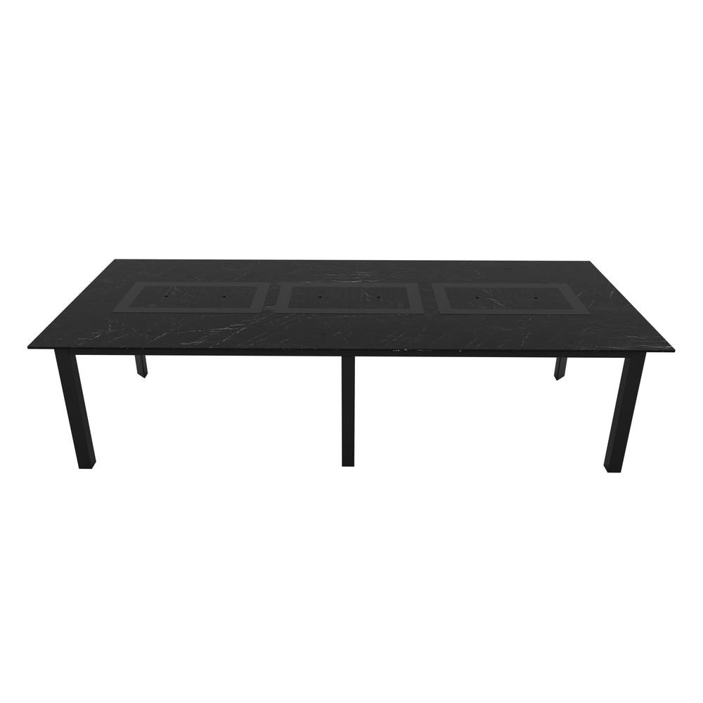 Table de jardin 10-12 personnes 280 X 120 X 75 cm - Noir effet marbré