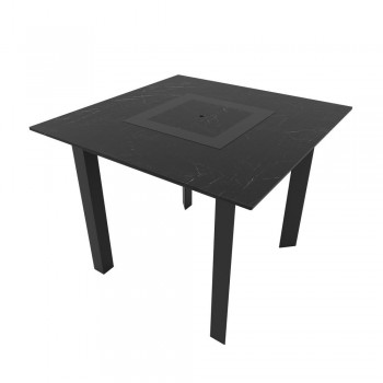 Table de jardin 4 personnes 90 X 90 X 75cm - Noir effet marbré