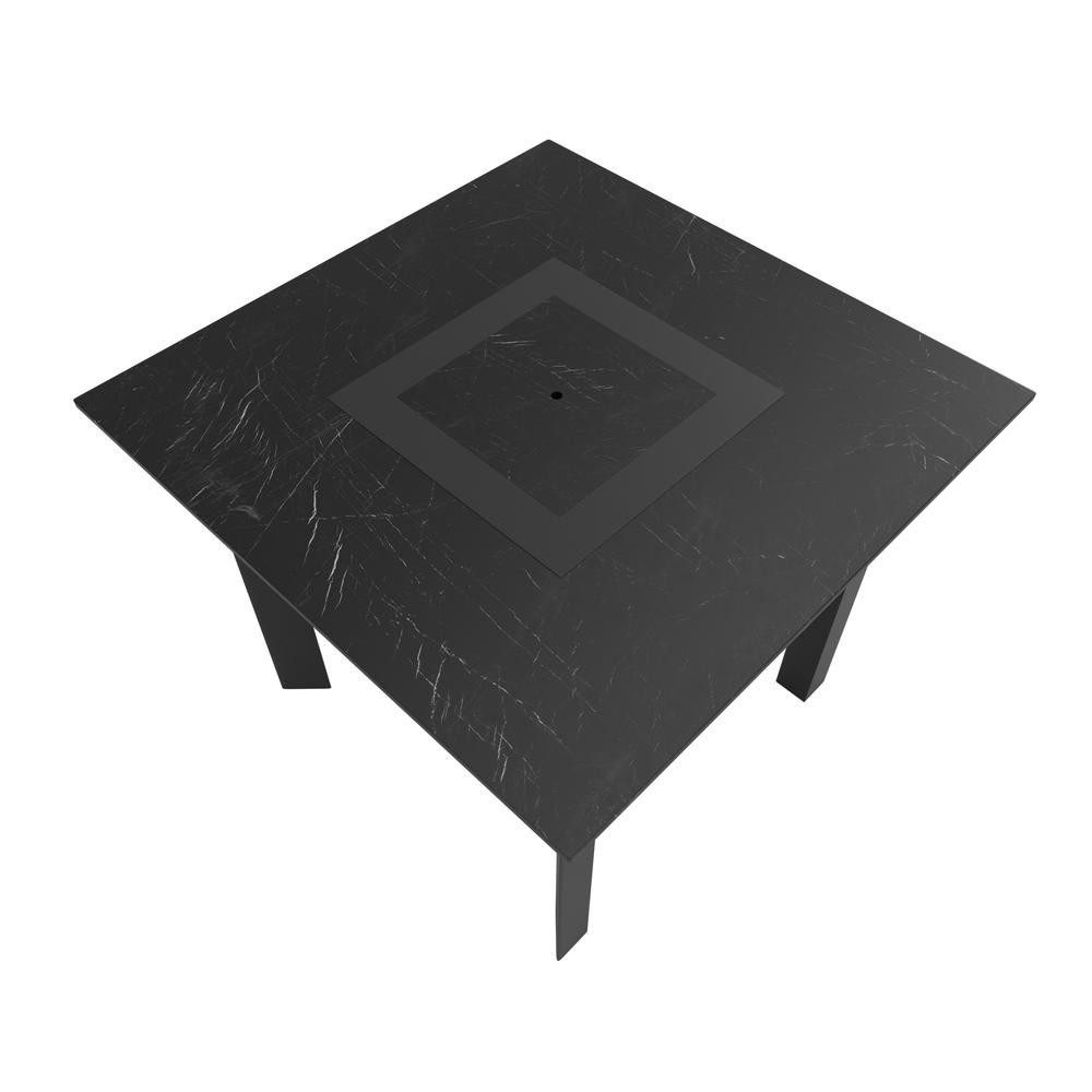 Table de jardin 4 personnes 90 X 90 X 75cm - Noir effet marbré