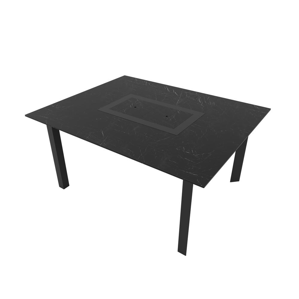 Table de jardin 6-8 personnes 150 X 120 X 75cm - Noir effet marbré