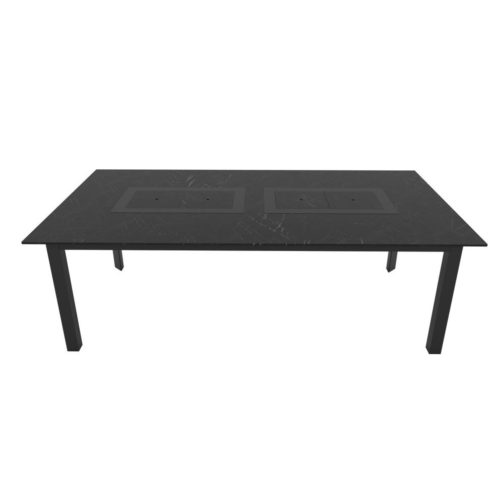 Table de jardin 8-10 personnes 220 X 120 X 75 cm - Noir effet marbré