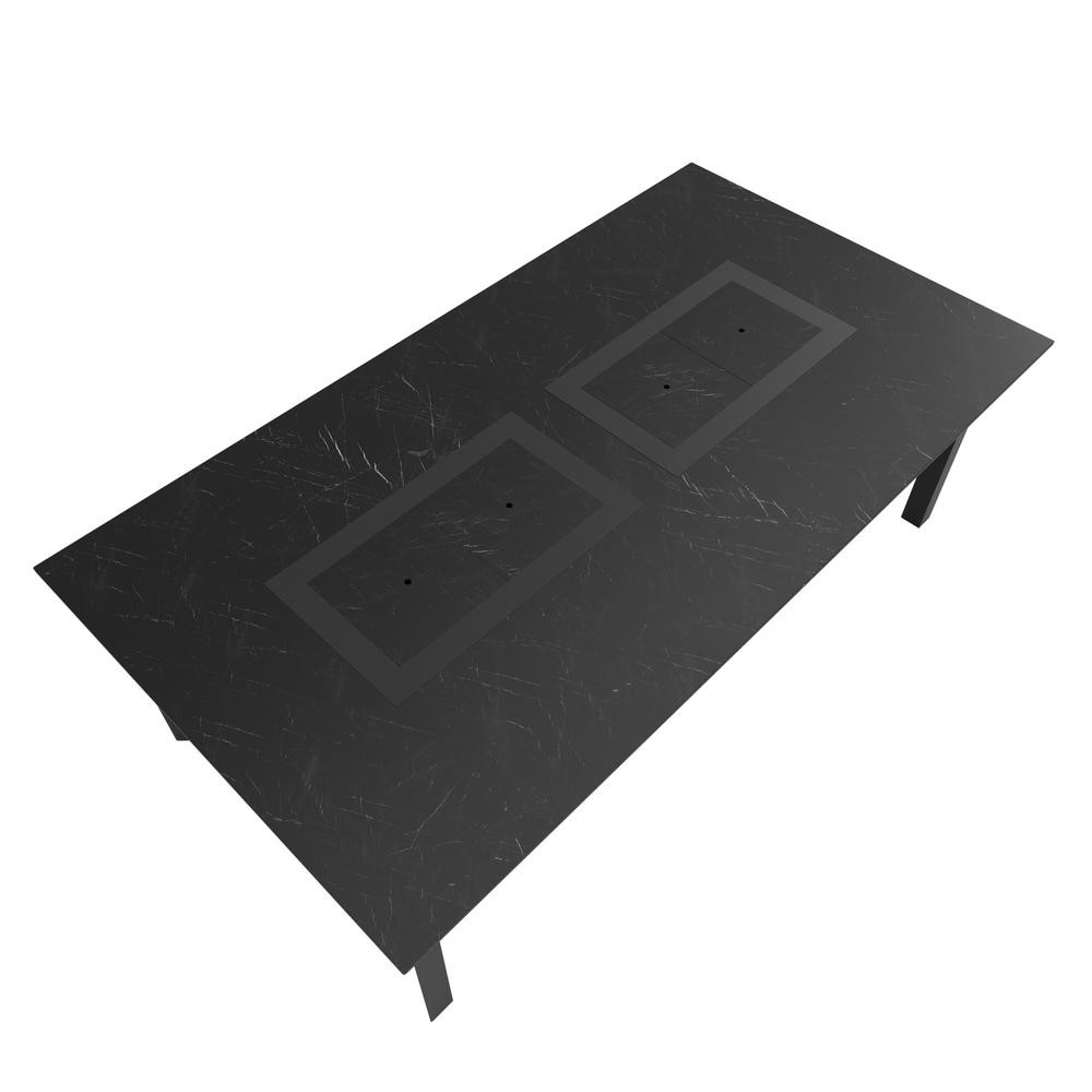 Table de jardin 8-10 personnes 220 X 120 X 75 cm - Noir effet marbré