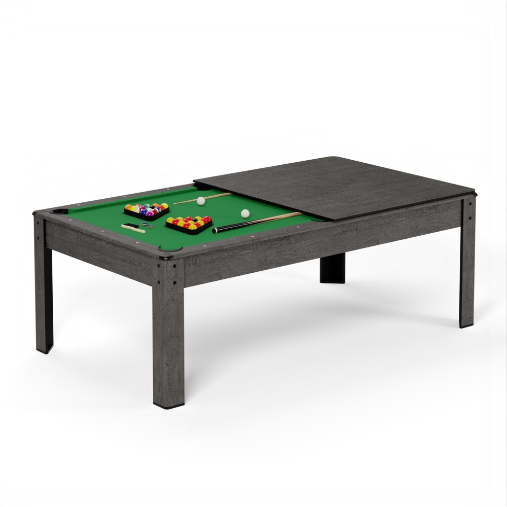 Billard Américain AMBIANCE 7Ft - 226,5 x 126,5 x 80 cm avec accessoires et plateau dînatoire - Gris