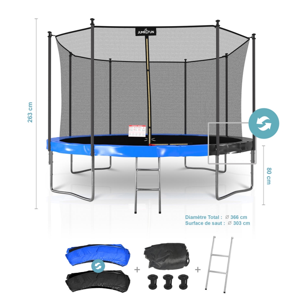 Pack Trampoline Classique 12 FT + Panier de basket rigide