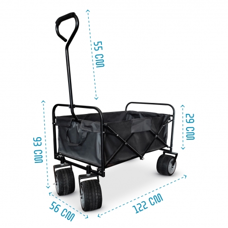 Chariot de Transport Pliant 93x56x122 cm - Noir