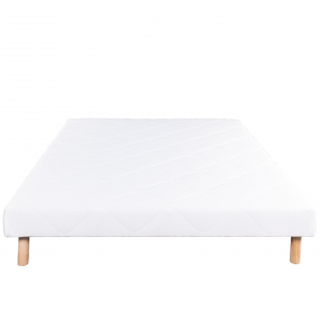 Sommier tapissier blanc, Gamme Prestige Hôtel, bois massif + pieds offerts