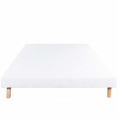 Sommier tapissier blanc, Gamme Prestige Hôtel, bois massif + pieds offerts