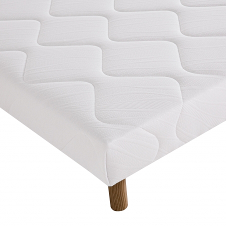 Sommier tapissier blanc, Gamme Prestige Hôtel, bois massif + pieds offerts