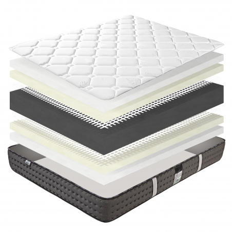 Matelas Zen, 20 cm, mousse haute densité, ferme, face été/hiver + 1 oreiller + couette