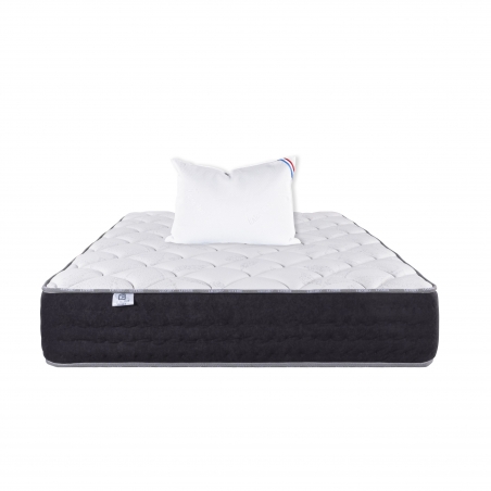 Matelas Serenite, Ressorts Ensachés, Mousse Haute Densité, ergonomique, Soutien très ferme + Oreiller