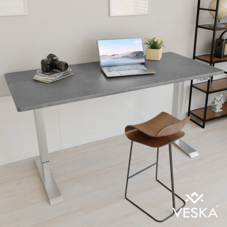 Bureau assis debout électrique 14070 cm - Plateau Gris foncé / Pieds Argent