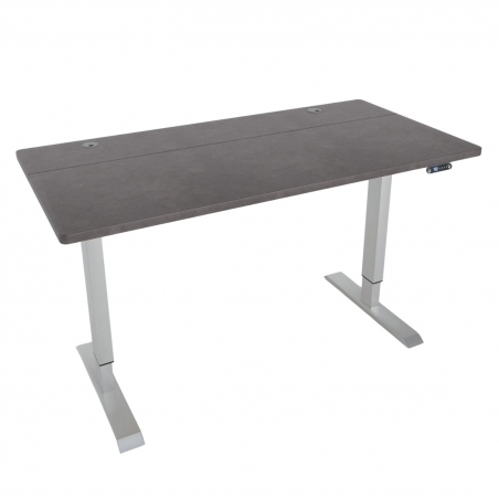 Bureau assis debout électrique 14070 cm - Plateau Gris foncé / Pieds Argent