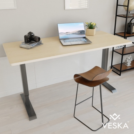 Bureau assis debout électrique 14070 cm - Plateau Couleur Bois clair / Pieds couleur au choix