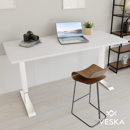 Bureau assis debout électrique 14070 cm - Plateau Blanc / Pieds couleur au choix