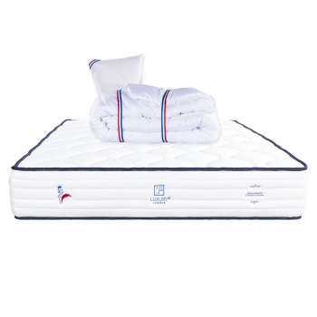 Matelas Patriote 27cm, Ressorts Ensachés mousse haute densité Indépendance du Couchage Soutien ferme + Oreiller + Couette