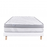 Ensemble Matelas Relaxation 26 cm, ressorts ensachés ferme face été/hiver + sommier blanc ep 13cm,
