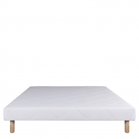 Ensemble Matelas Relaxation 26 cm, ressorts ensachés ferme face été/hiver + sommier blanc ep 13cm,