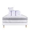 Ensemble Matelas Relaxation 26 cm, ressorts ensachés ferme face été/hiver + sommier blanc ep 13cm, + oreiller + couette