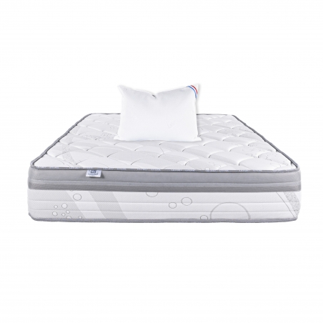 Matelas ViscoPlus 26 cm, mousse haute densité ferme face été/hiver + 1 oreiller