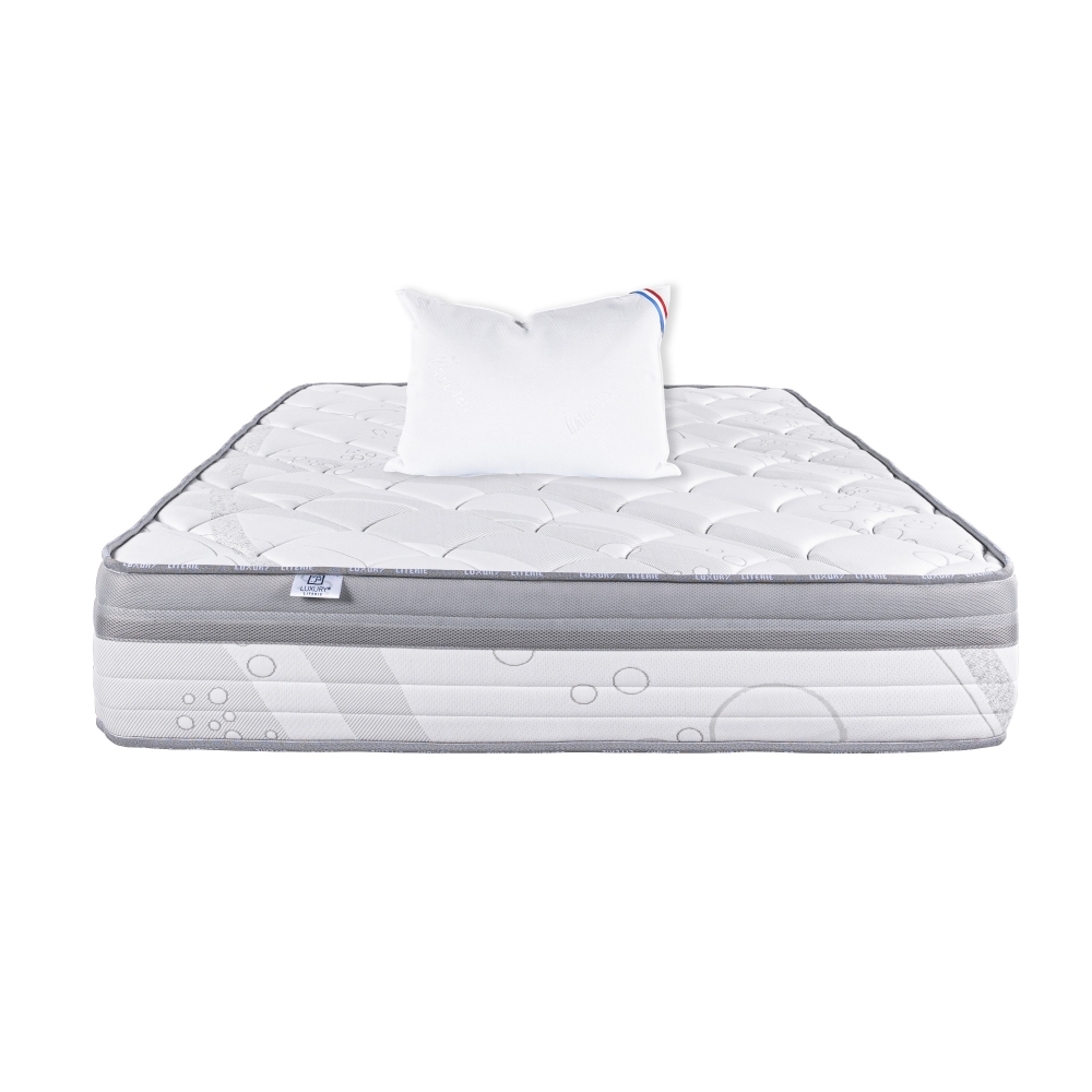 Matelas ViscoPlus 26 cm, mousse haute densité ferme face été/hiver + 1 oreiller