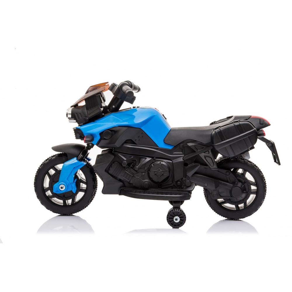 Moto Electrique pour Enfant - 90L x 42l x 58H cm - Roulettes de soutien, Marche AV/AR, Phares fonctionnels, Bruitages moteur
