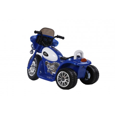 Moto de Police Electrique 20W pour enfants - 80L x 43l x 54.5H cm - 3 roues, marche av/ar, phares fonctionnels, bruitages moteur