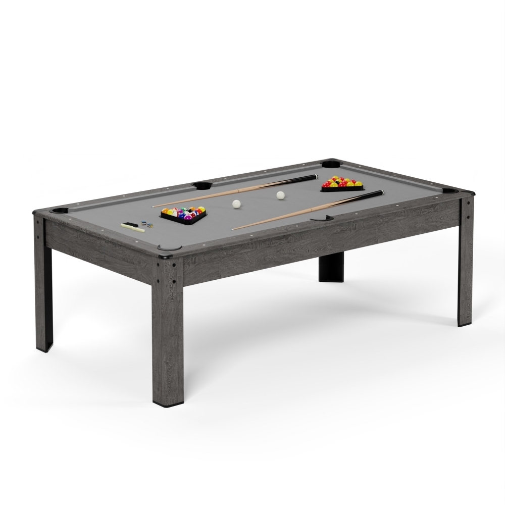 Billard Américain en kit 6Ft - 206,5 x 116,5 x 80 cm avec accessoires et plateau dînatoire - Gris