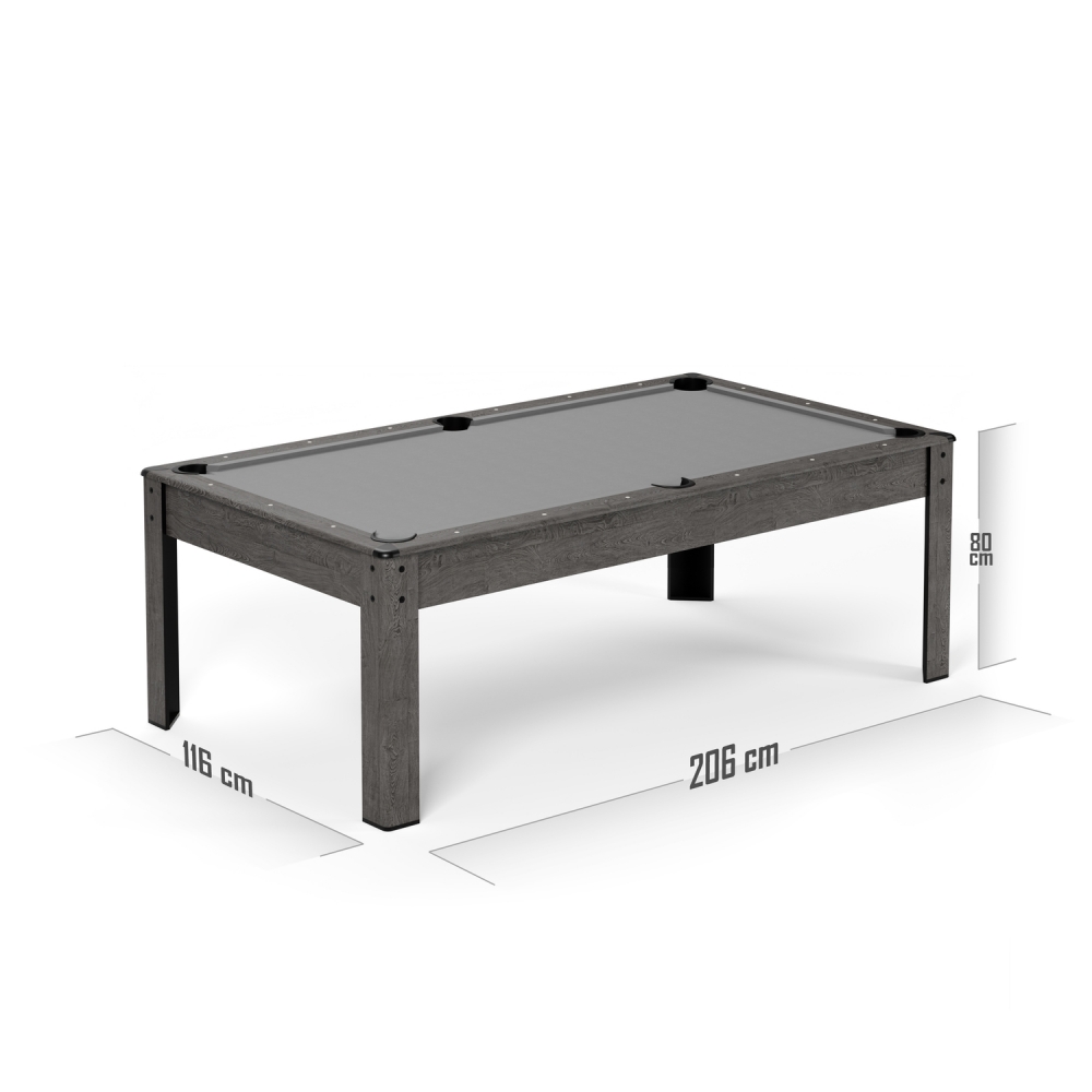 Billard Américain en kit 6Ft - 206,5 x 116,5 x 80 cm avec accessoires et plateau dînatoire - Gris