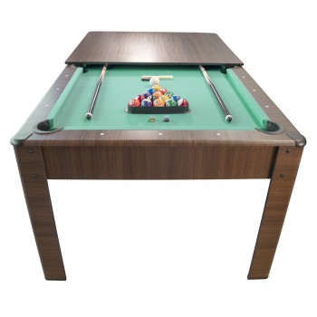 Billard Américain AMBIANCE 7Ft - 226,5 x 126,5 x 80 cm avec accessoires et plateau dînatoire - Couleur Chêne