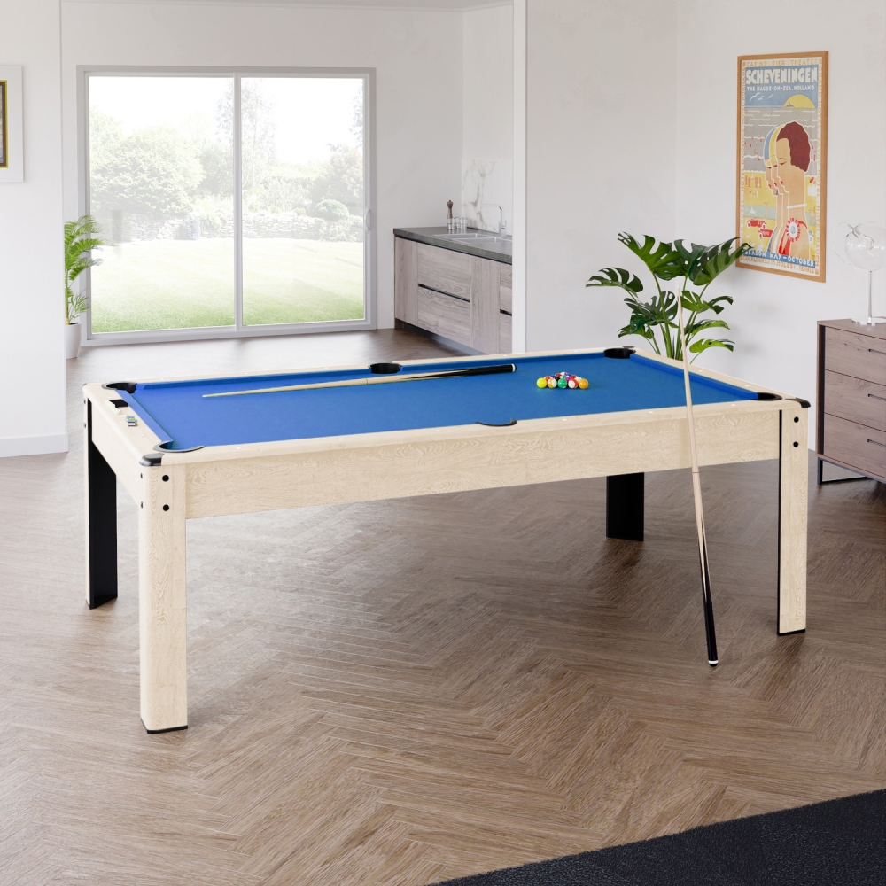 Billard Américain en kit 6FT - 206,5 x 116,5 x 80 cm avec accessoires et plateau dînatoire - Chene