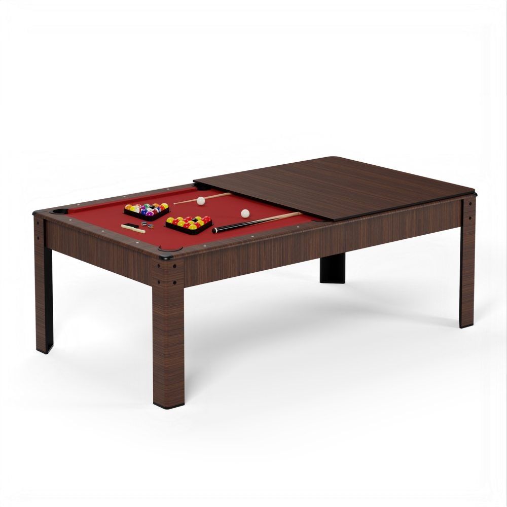 Billard Américain en kit 6Ft - 206,5 x 116,5 x 80 cm avec accessoires et plateau dînatoire - Couleur Bois Brut