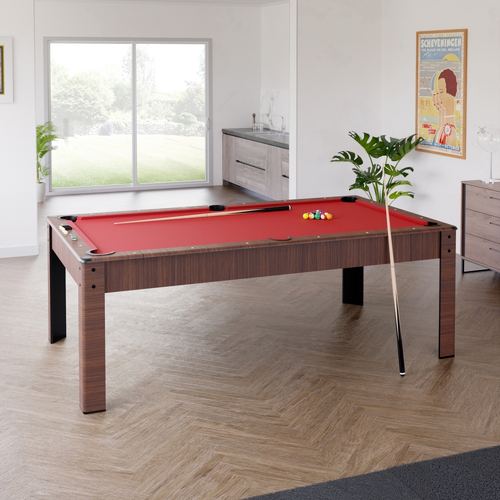 Billard Américain en kit 6Ft - 206,5 x 116,5 x 80 cm avec accessoires et plateau dînatoire - Couleur Bois Brut