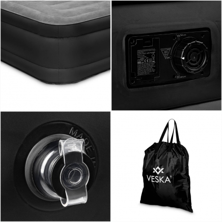 Matelas simple gonflable pompe electrique - Gris - 203x95x50 cm