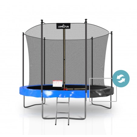 Trampoline extérieur 300 cm réversible - filet de sécurité + matelas de protection + echelle - norme EU