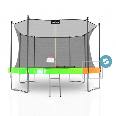 Trampoline extérieur 430 cm réversible - filet de sécurité + matelas de protection + echelle - norme EU