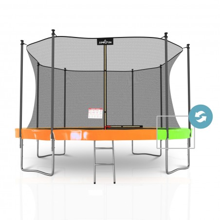 Trampoline extérieur 430 cm réversible - filet de sécurité + matelas de protection + echelle - norme EU