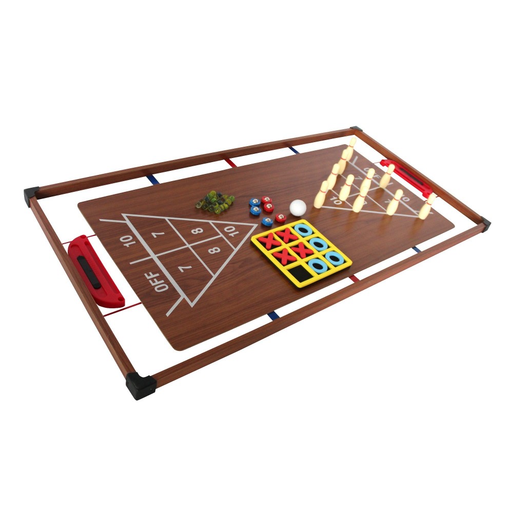 Plateaux Multi-jeux, 14 jeux : Ping Pong, Air Hockey, Bowling, Echec, Mikado, Back Gammon 97 x 49 x 3 cm